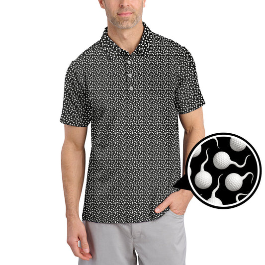 Funny Golf Shirt, Pattern Golf Balls Polos For Men, Crazy Golf Shirts For Golfers