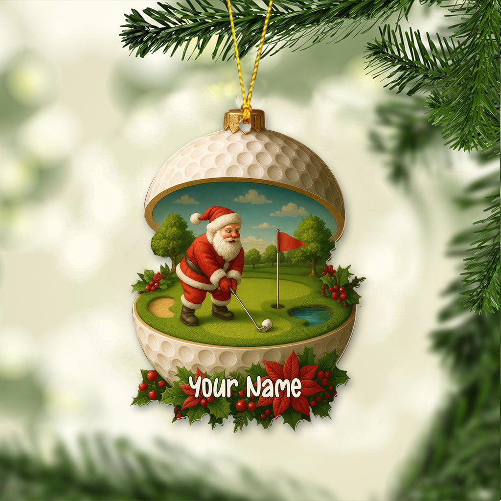 Personalized Santa Golf Ornament, Custom Golf Decor Christmas Gift For Golfer, Golf Christmas Ornaments