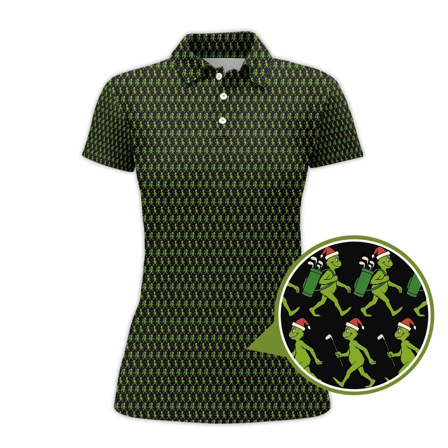 Grinch Golf Shirt For Men, Funny Pattern Golf Shirt, Crazy Golf Shirt For Golfer
