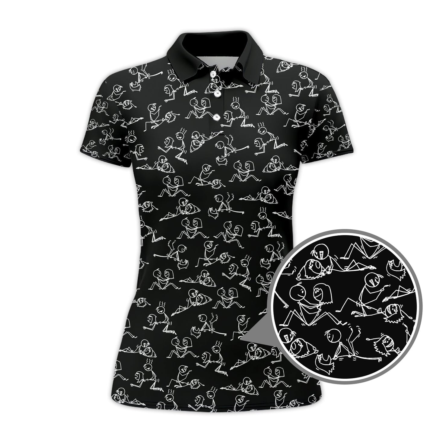 Funny Golf Shirt For Golfer, Stick Figure Pattern Golf Shirt, Crazy Golf Shirt For Men