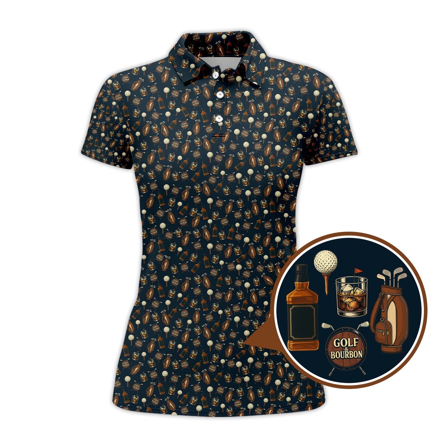 Golf Pattern Shirt For Golfer, Bourbon Golf Shirt, Crazy Golf For Men