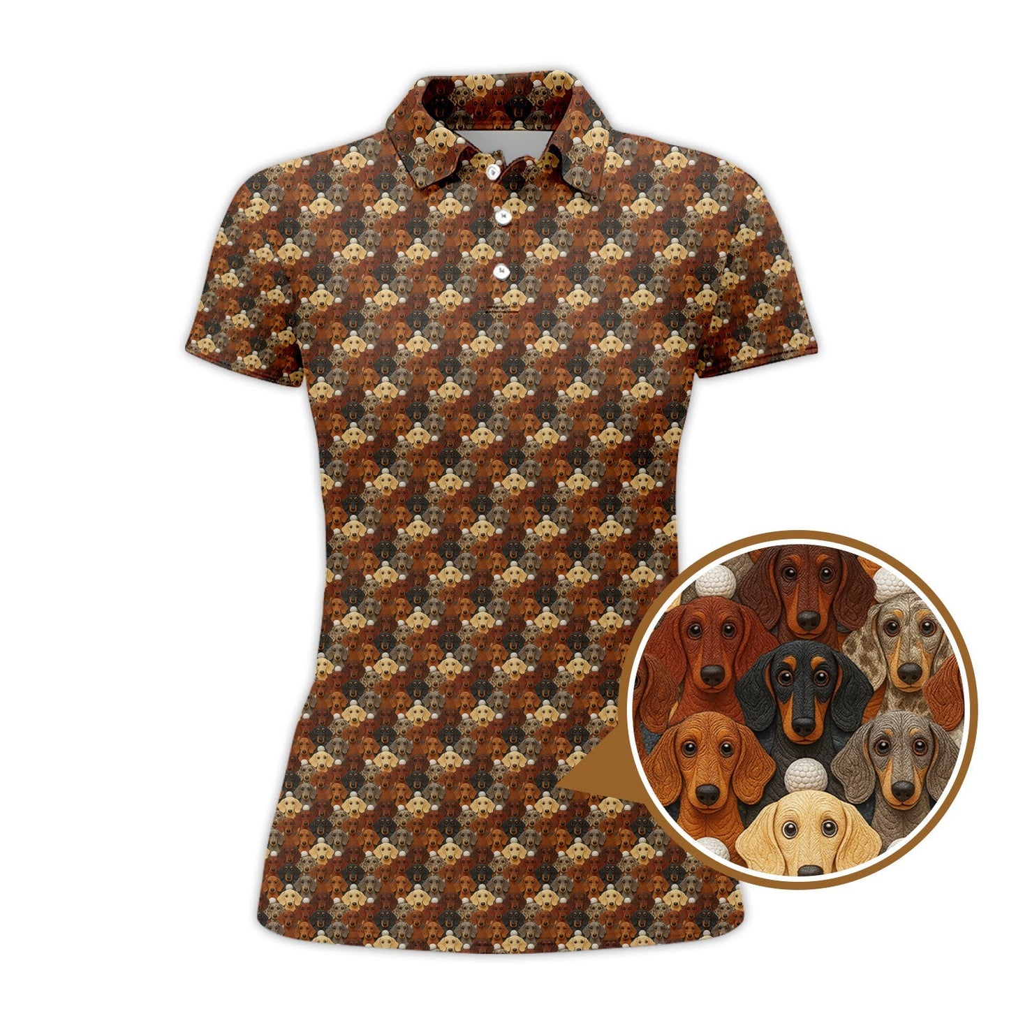 Crazy Golf Shirt For Men, Dachshund Golf Shirt For Golfer, Funny Pattern Golf Shirt