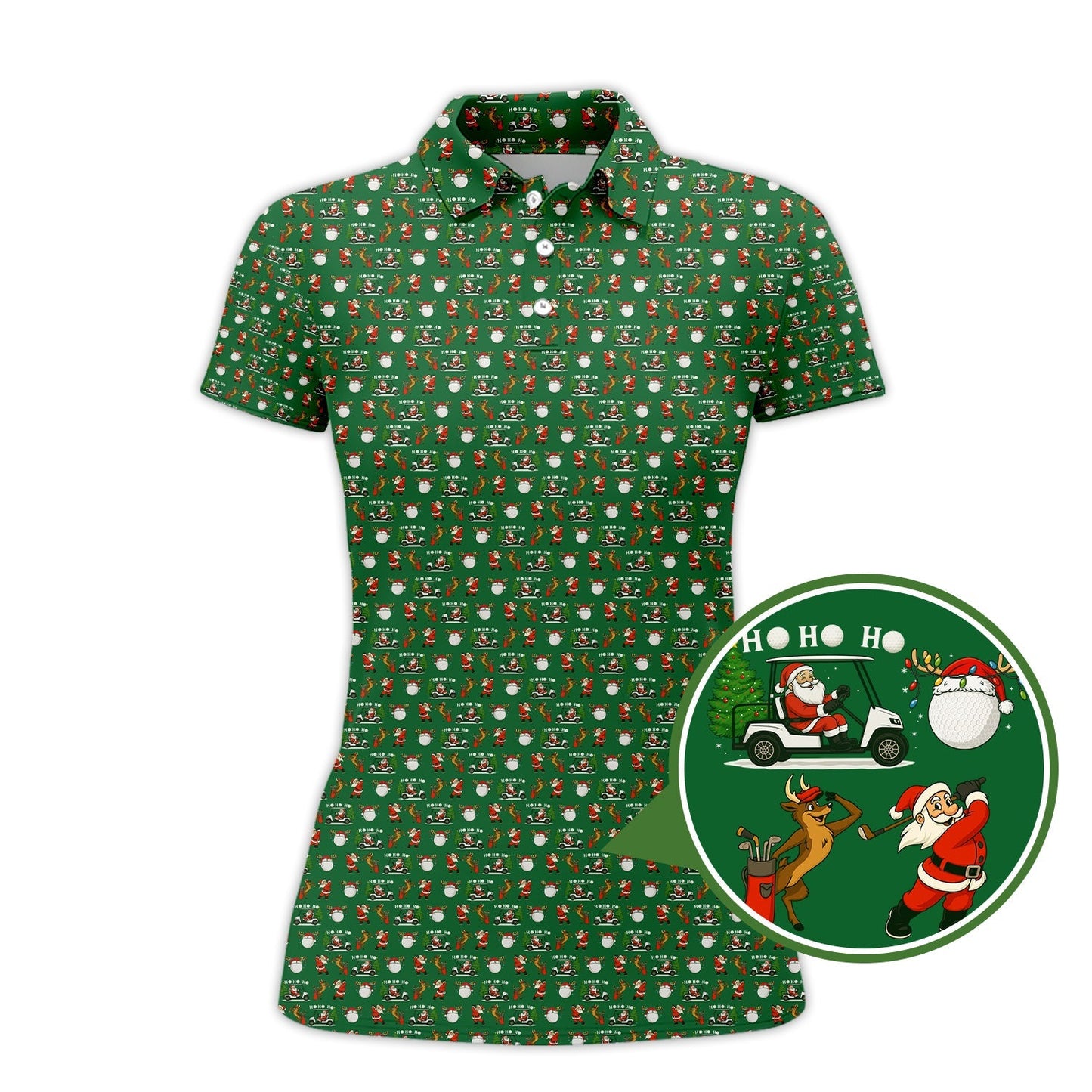 Christmas Golf Shirt, Hohoho Pattern Golf Shirt, Xmas Golf Shirt, Golf Gift For Men