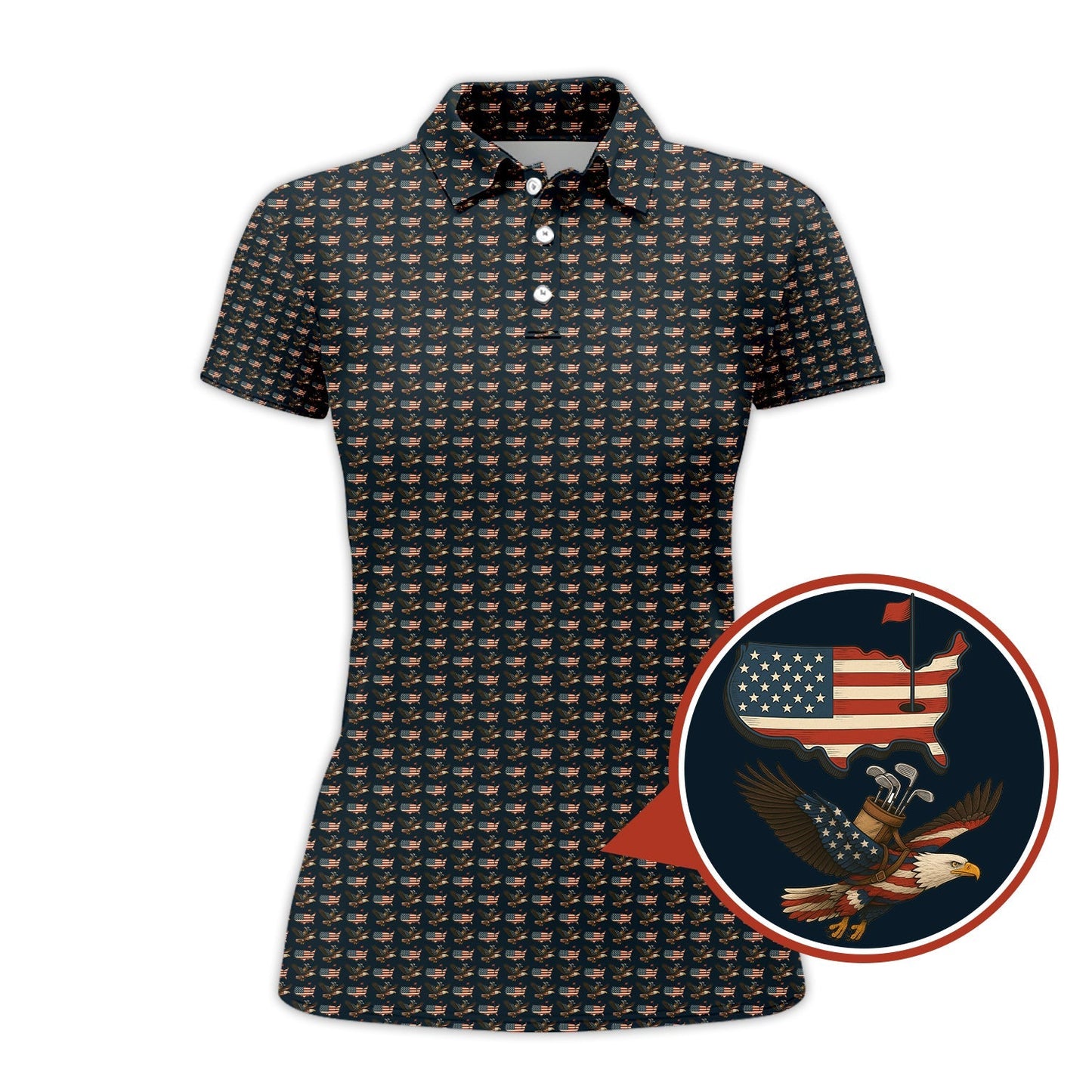 Pattern Golf Shirt For Men - America Golf Shirt For Golfers - Crazy Golf Shirt
