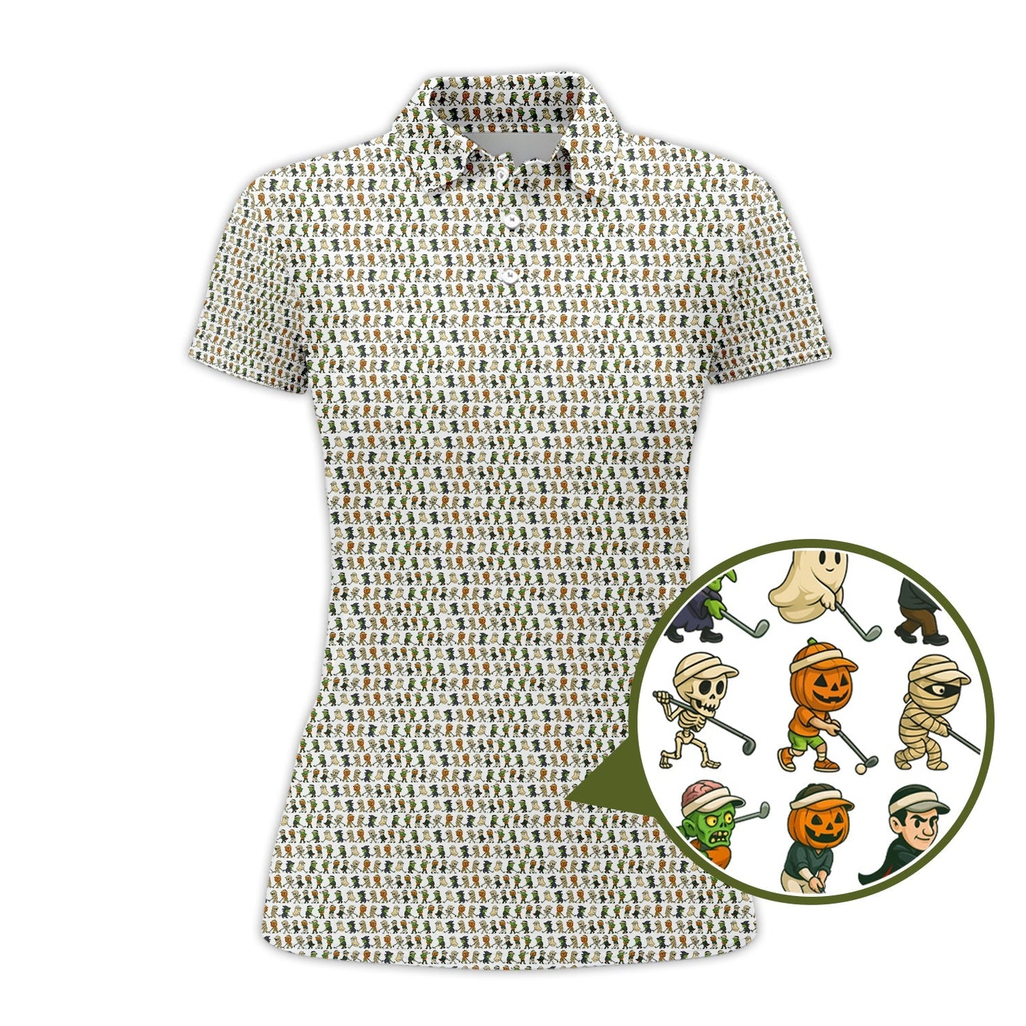 Crazy Pattern Golf Shirt, Halloween Golf Shirt For Men, Funny Golf Shirt, Golf Gift For Golfer