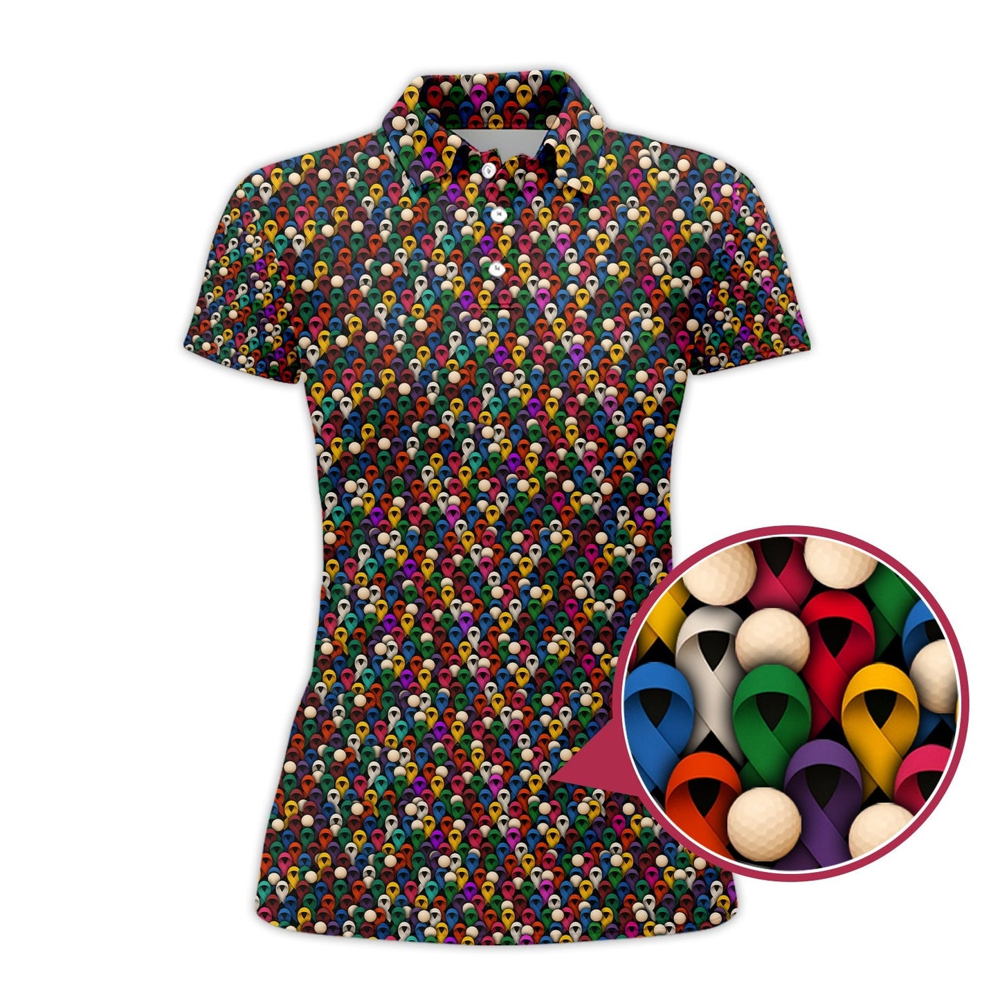 Cancer Survivor Shirt, Cancer Awareness Polos, Pattern Golf Shirt For Golfer