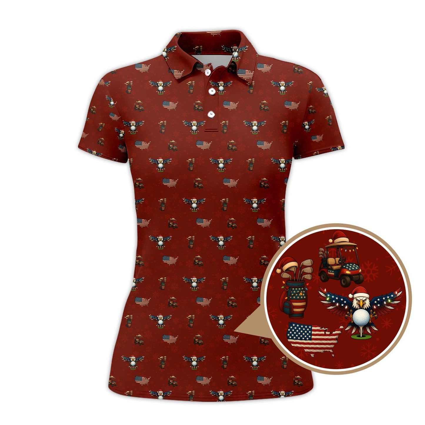 USA Golf Shirt For Golfer, Christmas Golf Shirt, Funny Pattern Golf Shirt For Men