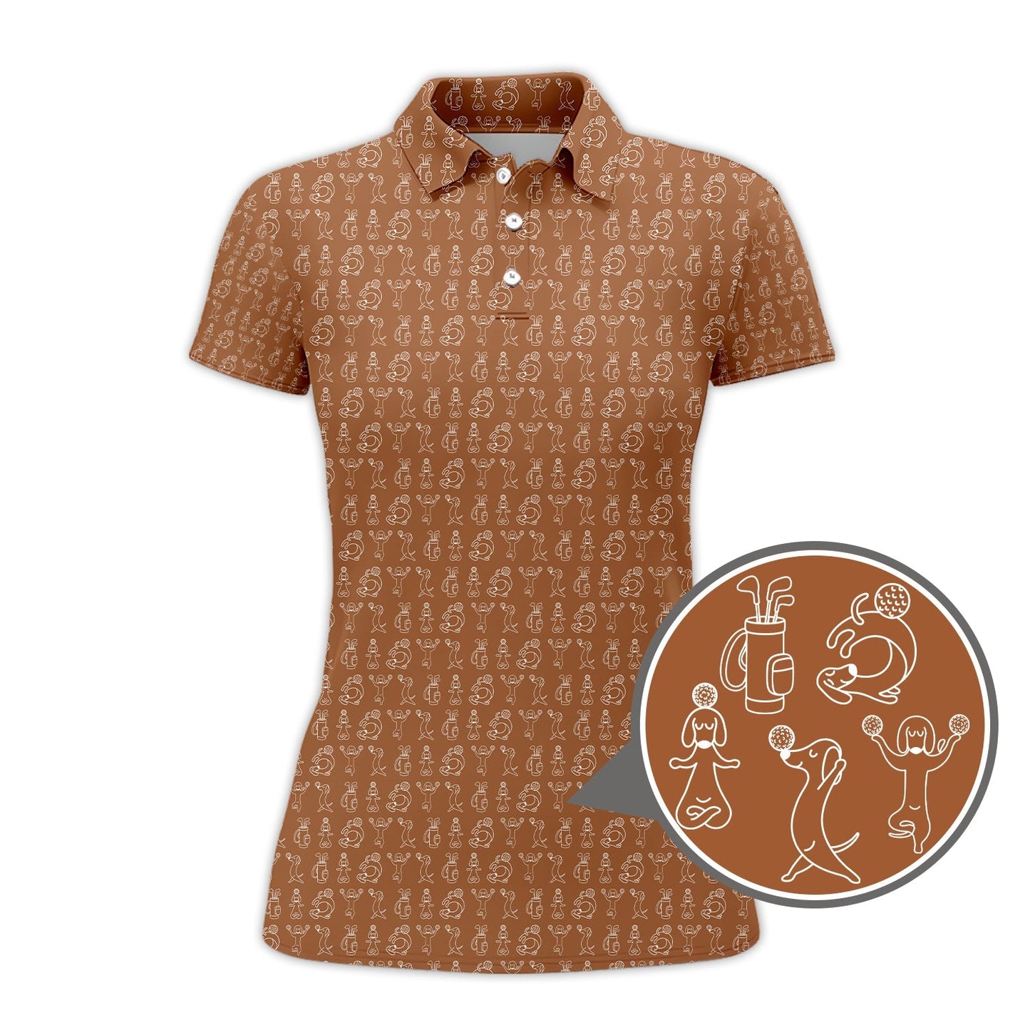 Pattern Golf Shirt, Dachshund Pattern Golf Shirt, Funny Dog Golf Polos For Pet Lovers
