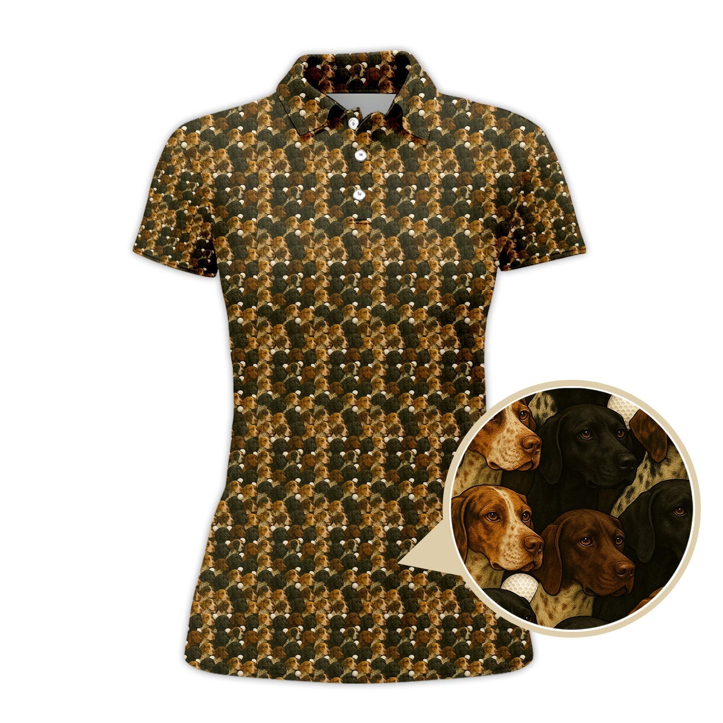 Pointer Golf Polos , Pattern Golf Shirt For Dog Lover, Dog Golf Shirt, Crazy Golf Shirt For Golfers