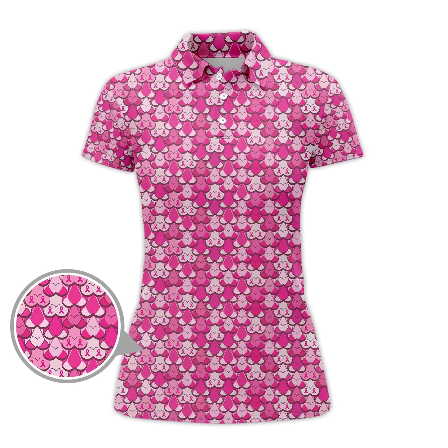 American Tatas Funny Golf Shirt, Pattern Golf Polos For Women,Breast Cancer Golf Shirt For Golfers