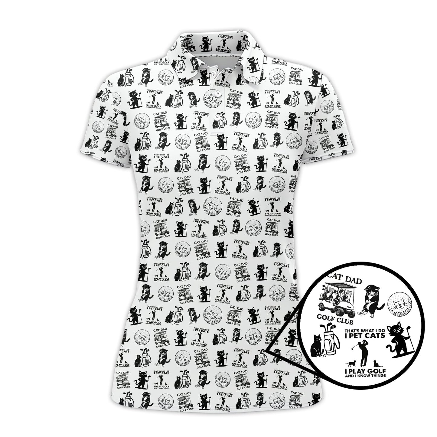 Cat Golf Shirt - Pattern Golf Shirt For Men - Cat Dad Golf Club Shirt For Golfers