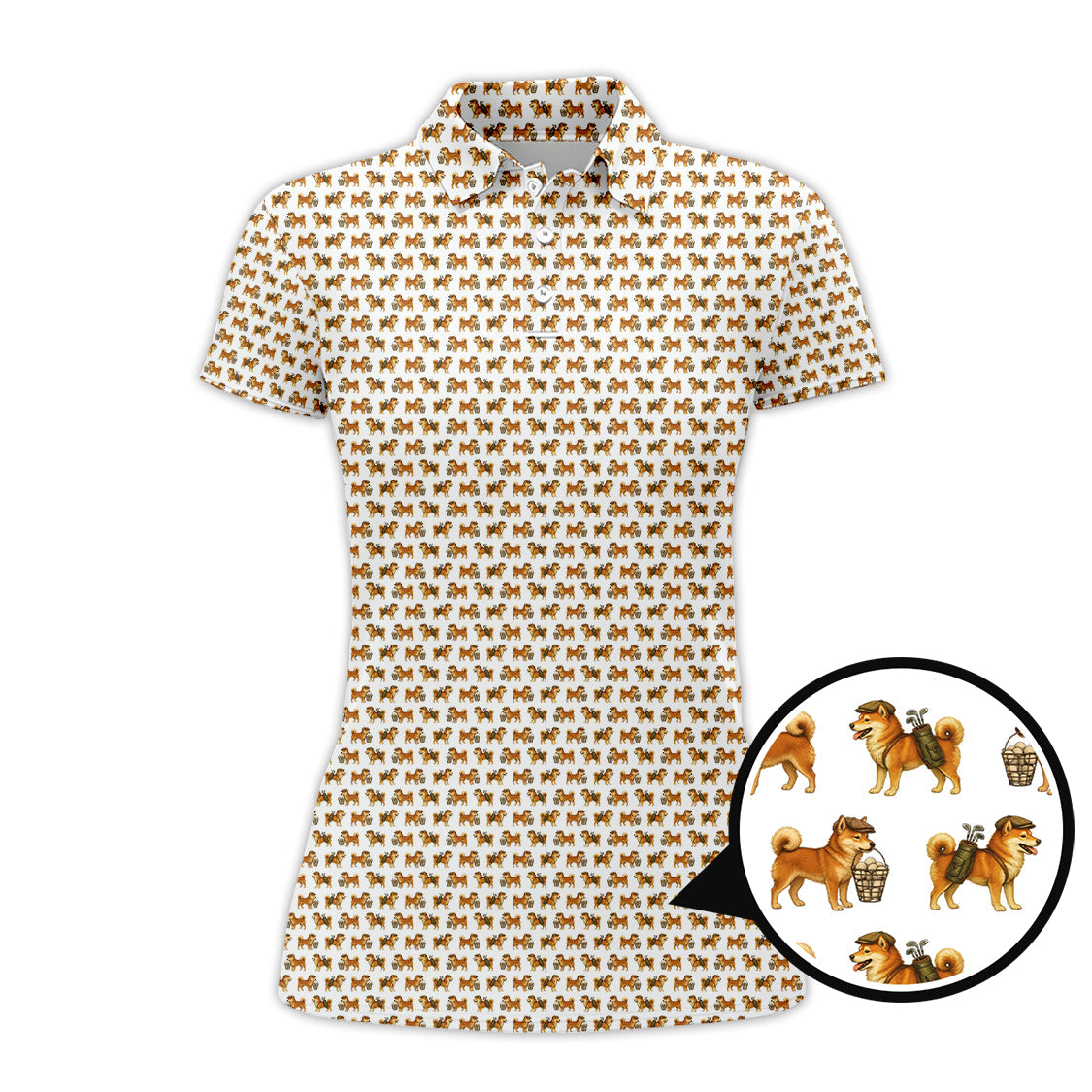Pattern Golf Shirt, Crazy Dog Golf Shirt, Shiba Inu Golf For Men
