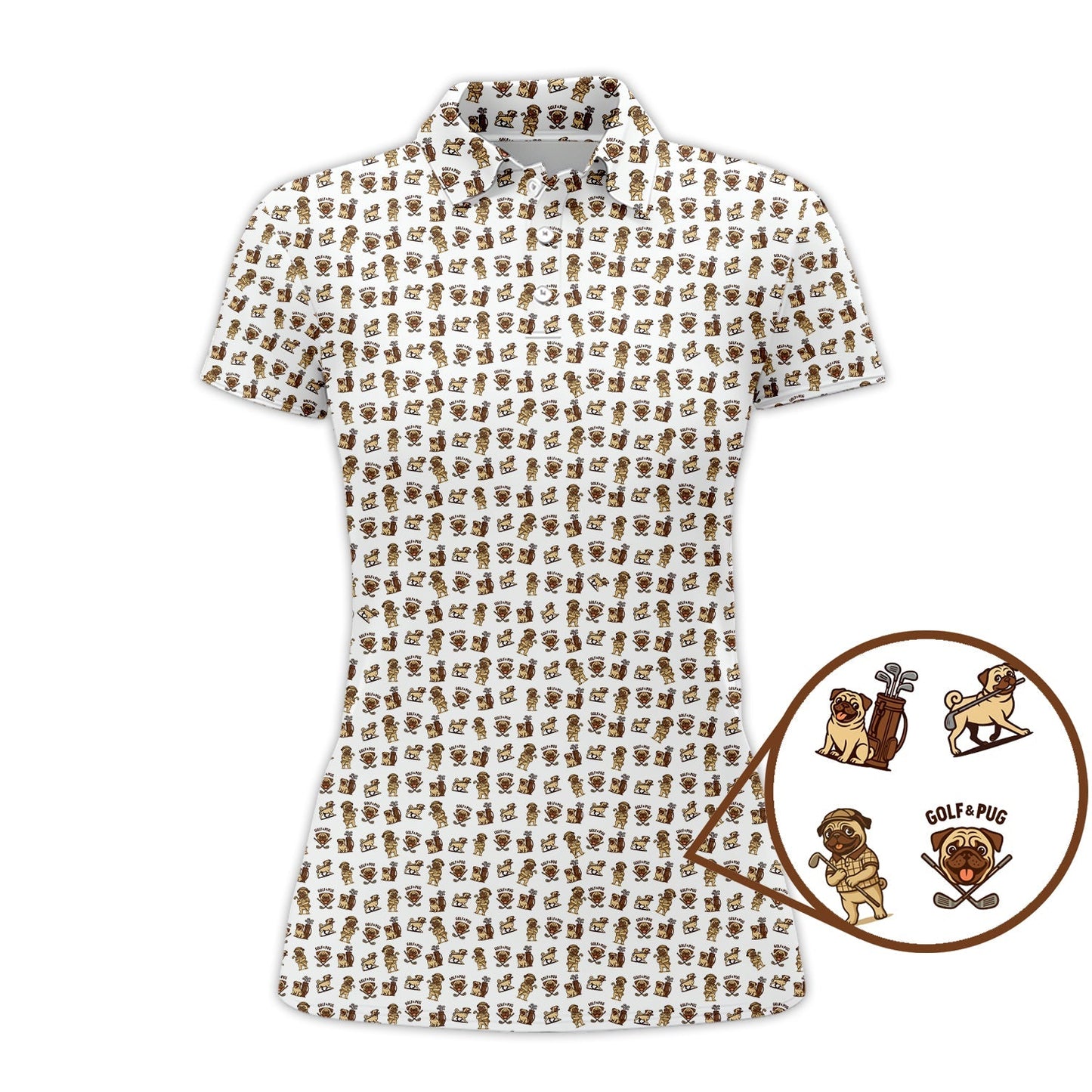 Pattern Golf Shirt For Men, Crazy Pug Golf Shirt, Dog Golf Shirt For Golfer