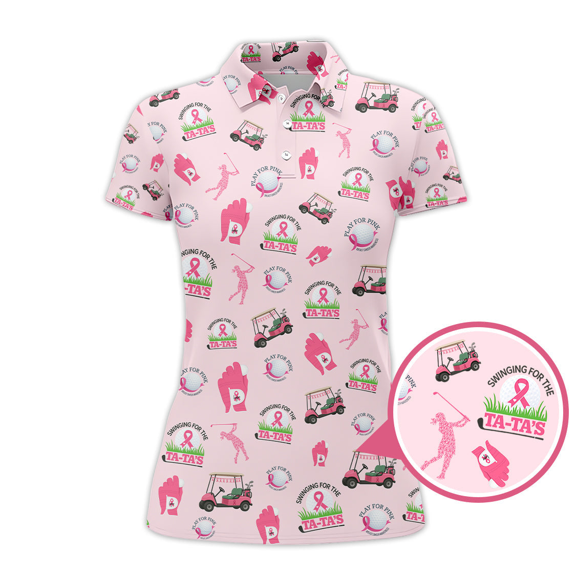 Breast Cancer Golf Shirt, Pattern Golf Shirt, Crazy Golf Shirt For Golfer