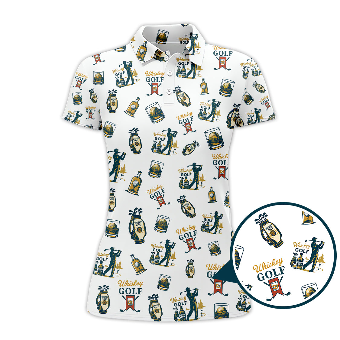 Whiskey Golf Shirt, Pattern Golf Polos For Men's, Golf Gift For Golfers