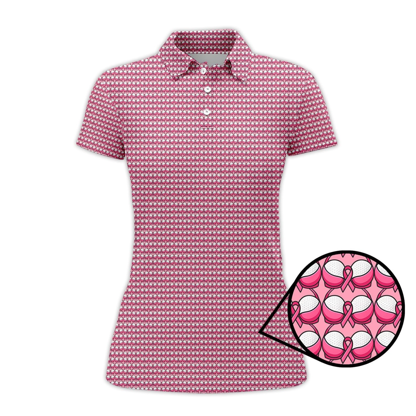 Breast Cancer Pattern Golf Shirt, Pink Golf Shirt, Golf Gift For Golfers, Breast Cancer Golf Shirt