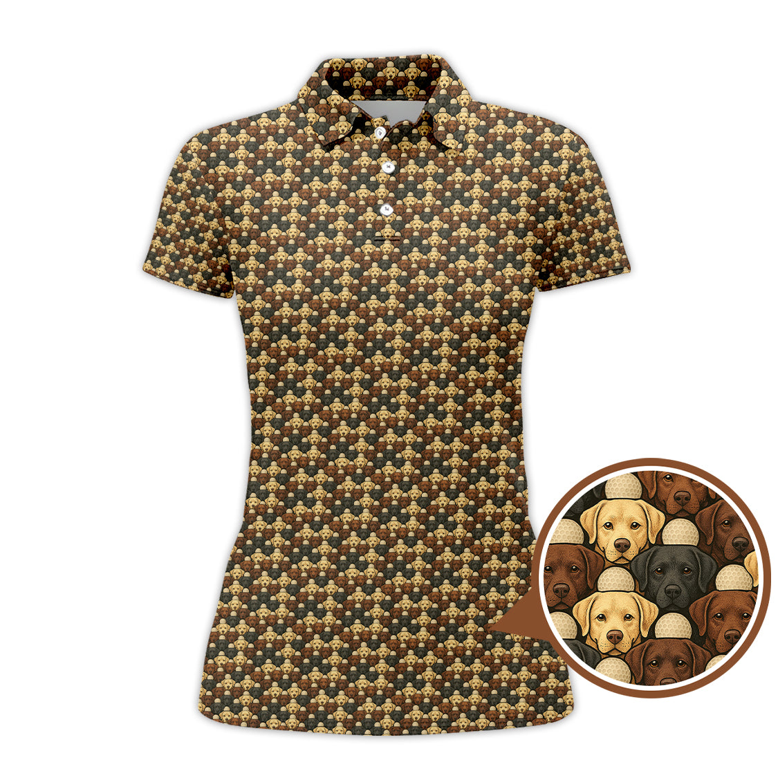 Labrador Pattern Golf Shirt, Dog Golf Shirt, Funny Labrador Golf Shirt For Golfers