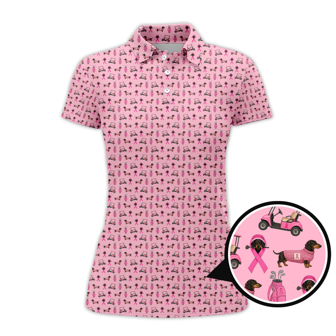 Breast Cancer Golf Shirt, Dachshund Golf Shirt, Pattern Golf Shirt For Golfer
