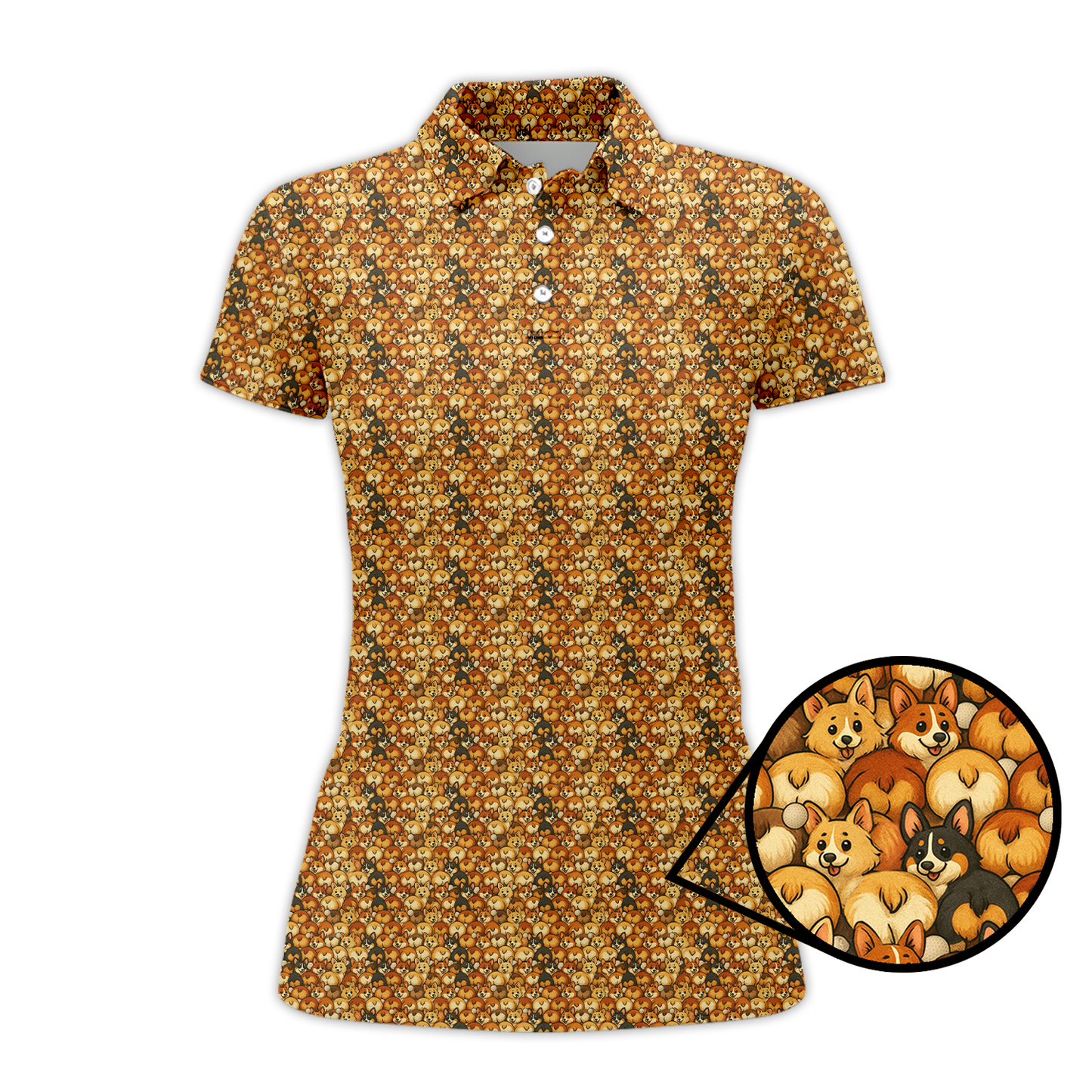 Corgi Pattern Golf Shirt, Funny Dog Golf Shirt, Corgi Golf Shirt For Golfer, Crazy Golf Shirt For Men