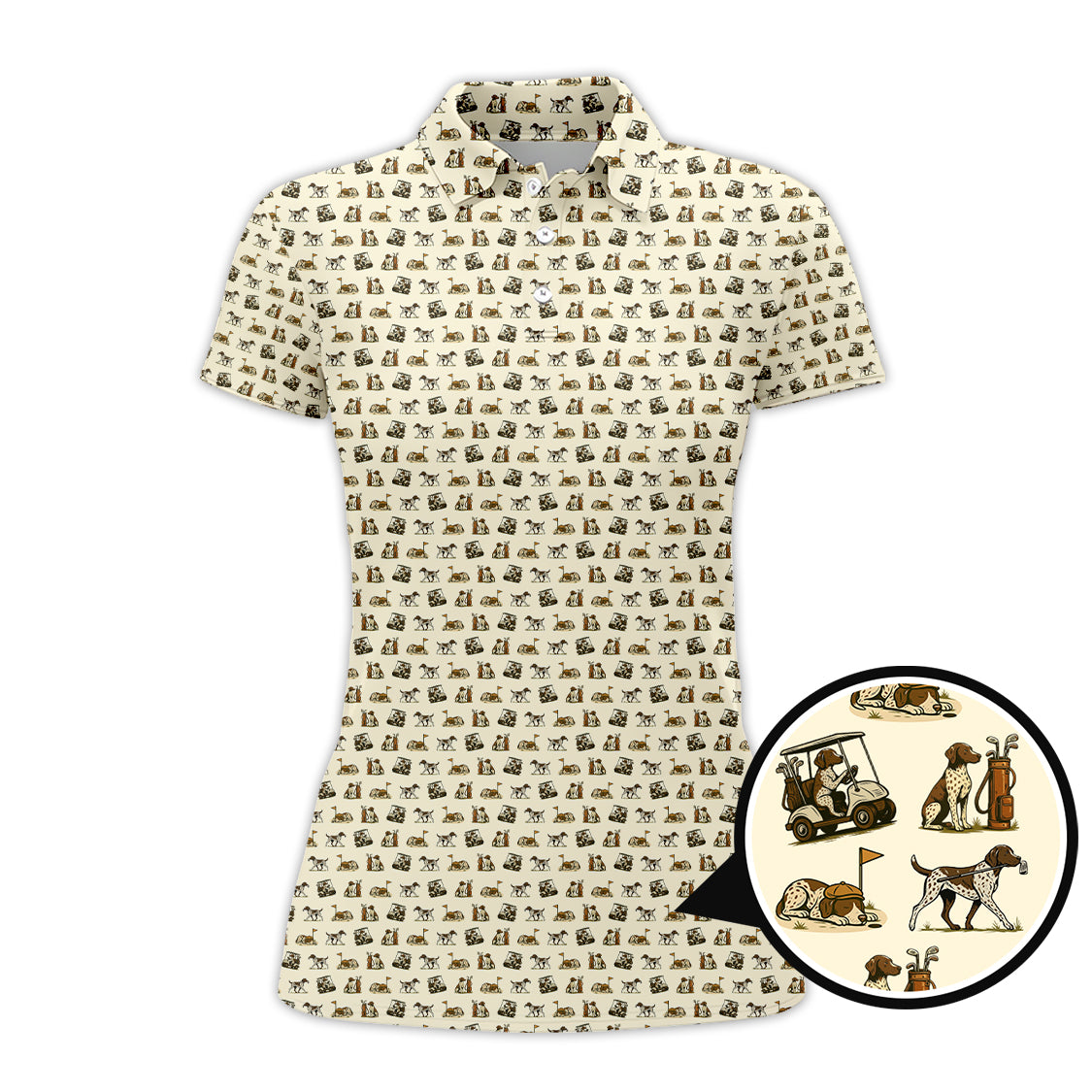 Pattern Golf Shirt, Pointer Golf Polos, Dog Golf Shirt For Men, Crazy Golf Shirt For Golfers