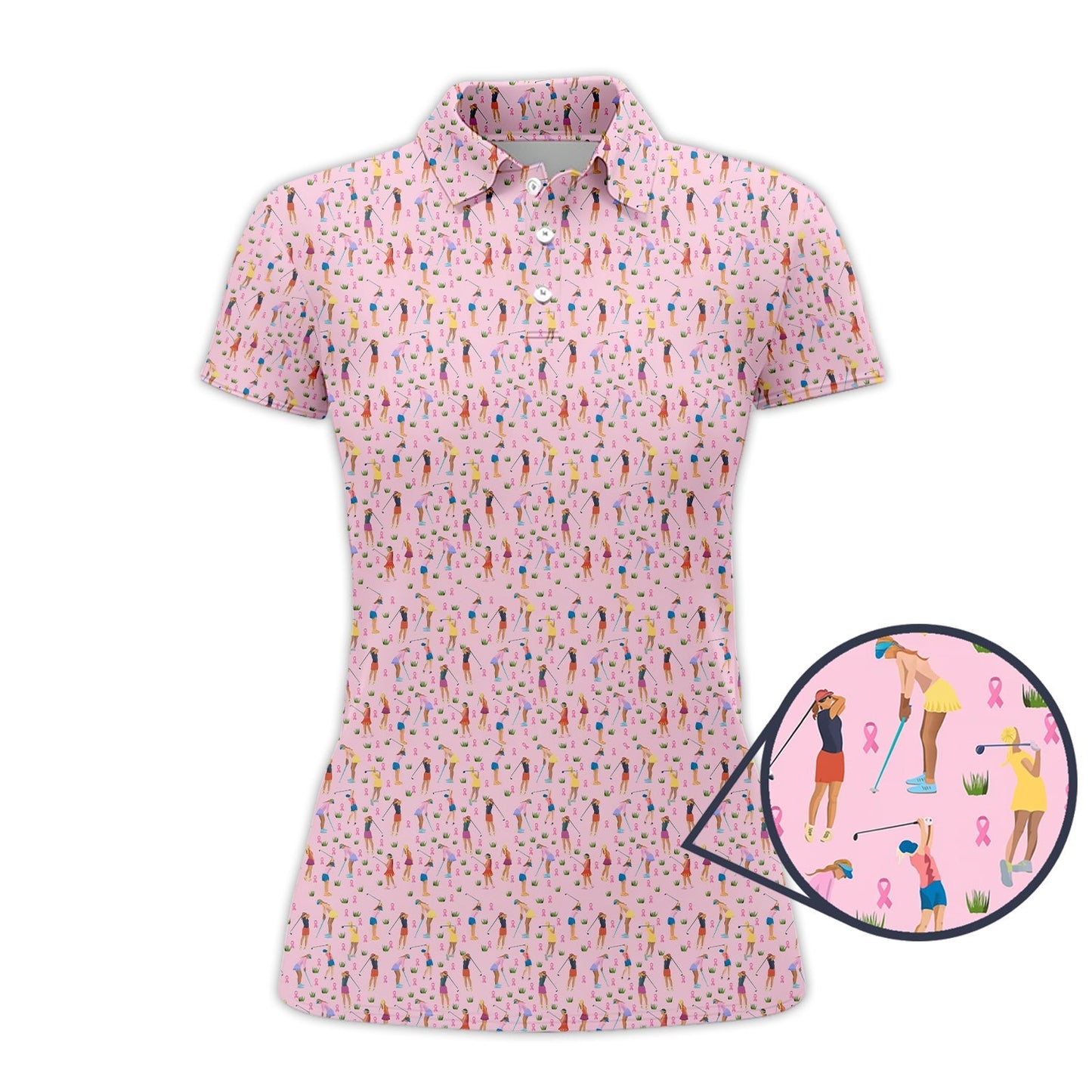 Breast Cancer Golf Shirt, Funny Pattern Golf Shirt, Golf Gift For Golfer