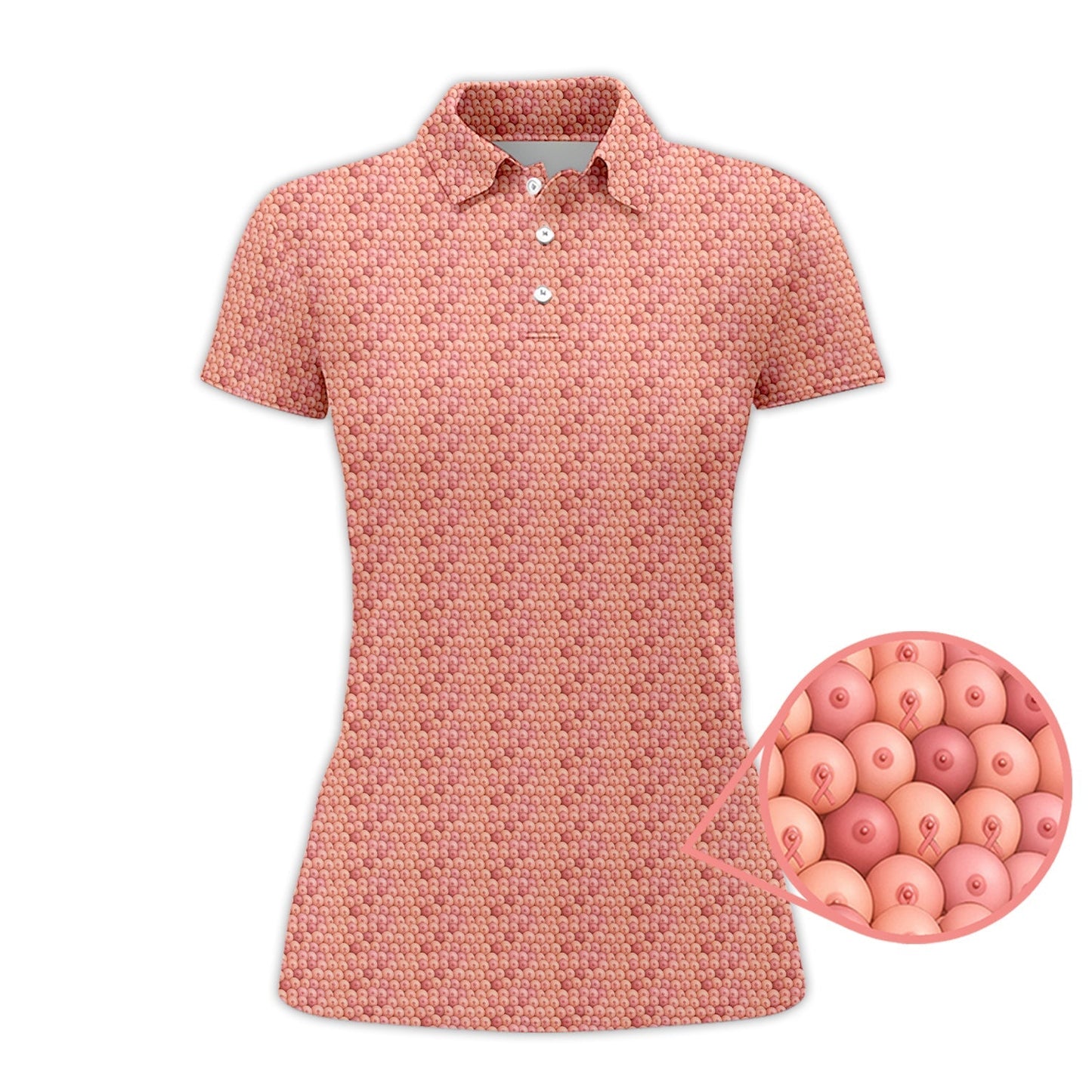 Breast Cancer Golf Shirt, Boobs Pattern Golf Shirt, Funny Golf Shirt For Golfer