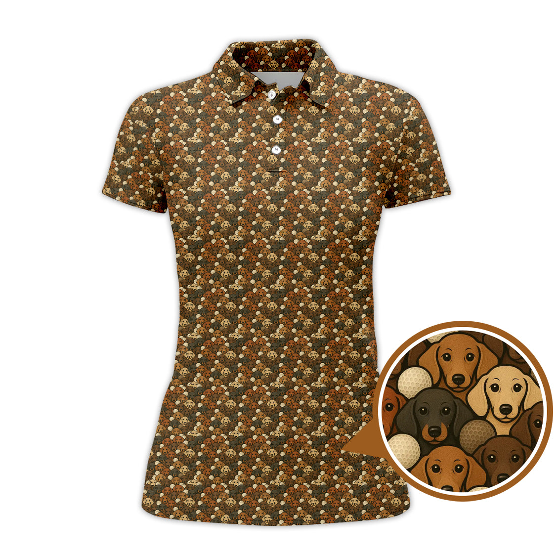 Dachshund Dog Pattern Golf Shirt, Funny Dachshund Golf Shirts For Dog Lovers, Golf Gift For Men's