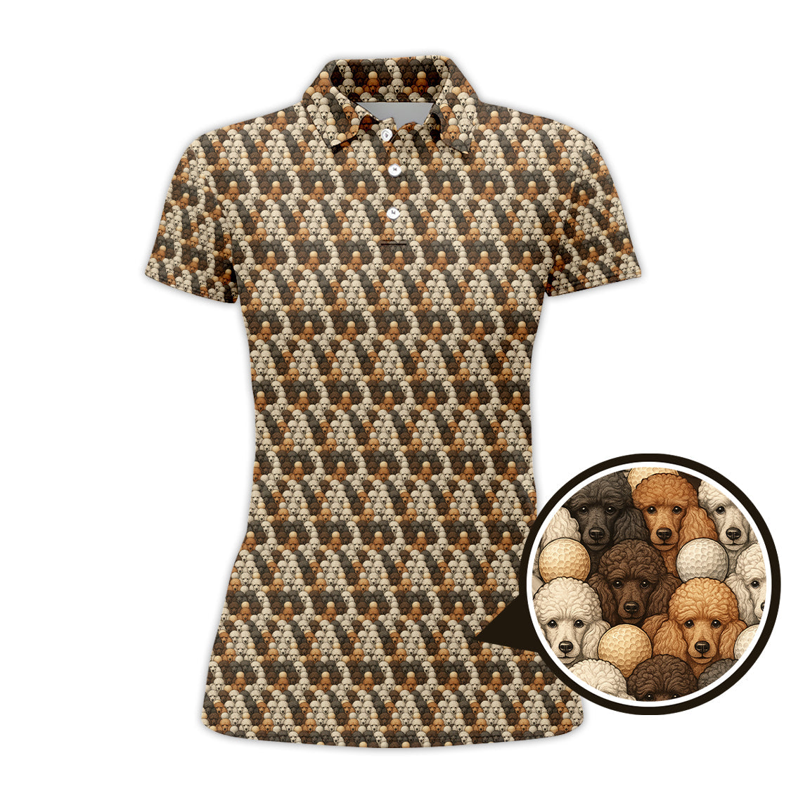 Dog Pattern Golf Shirt, Poodle Golf Shirt, Funny Poodle Golf Shirt For Golfers
