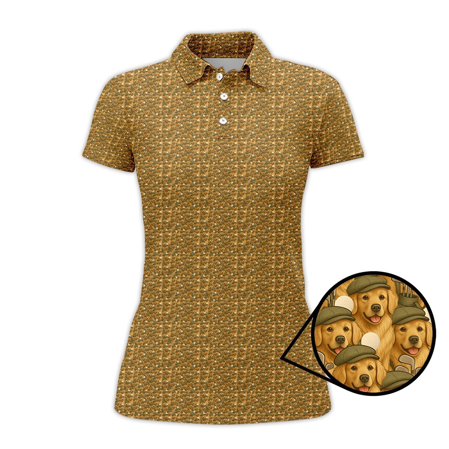 Golden Retriever Golf Shirt, Pattern Golf Shirt, Dog Golf Shirt For Golfers