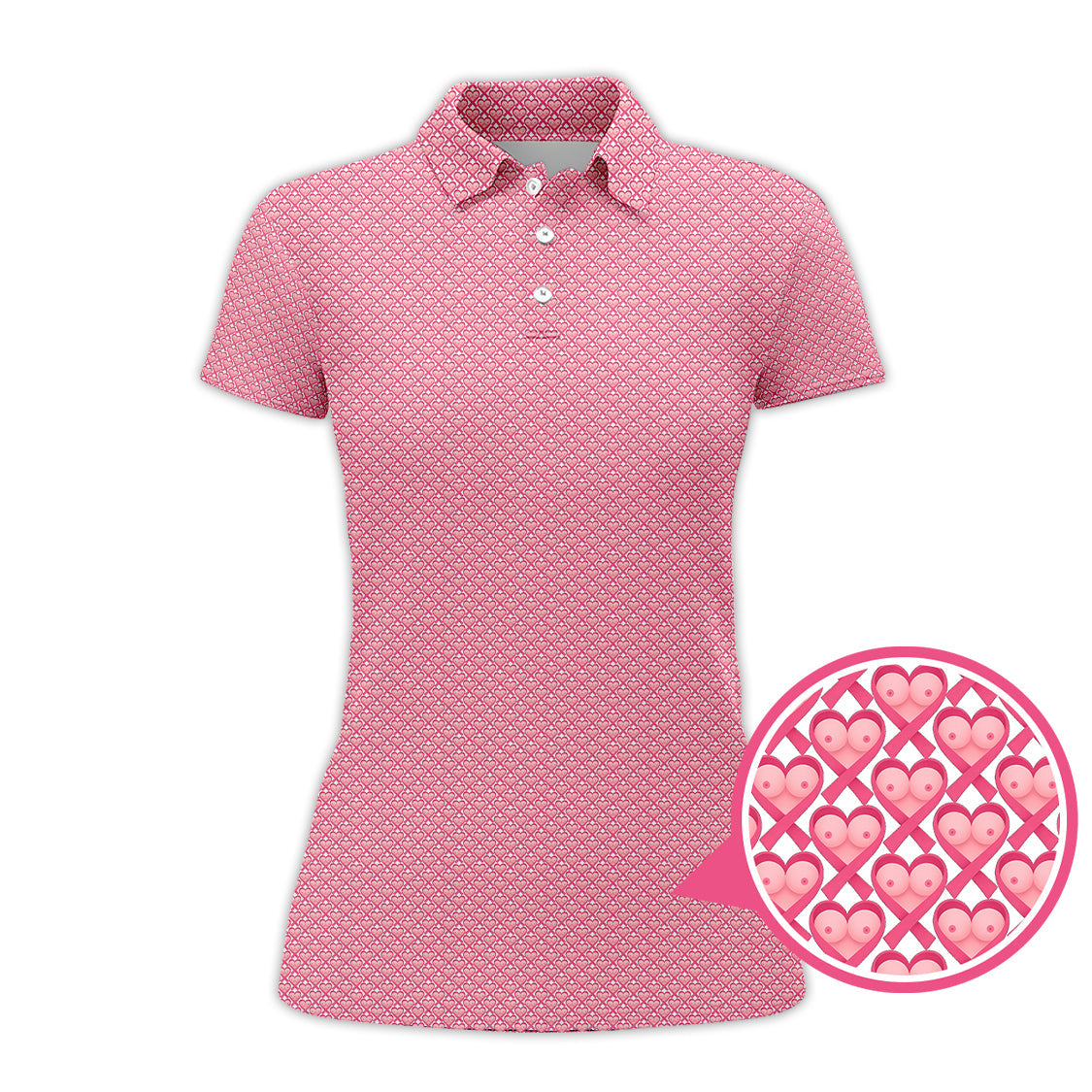Breast Cancer Golf Shirt, Pink Pattern Golf Shirt, Funny Golf Shirt For Golfer