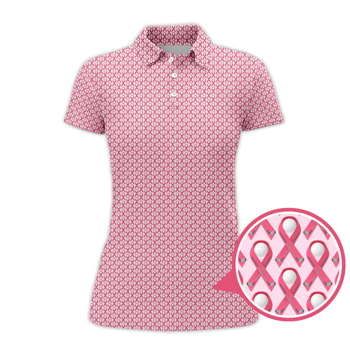 Breast Cancer Golf Shirt, Pink Pattern Golf Shirt, Golf Gift For Golfers