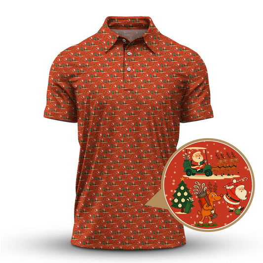 Christmas Golf Shirt, Funny Pattern Golf Shirt, Xmas Golf Shirt For Men