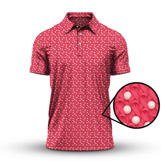 Pink Golf Shirt, Breast Cancer Golf Shirt For Golfer, Pattern Golf Shirt