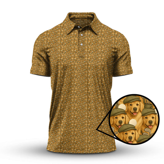 Golden Retriever Golf Shirt, Pattern Golf Shirt, Dog Golf Shirt For Golfers