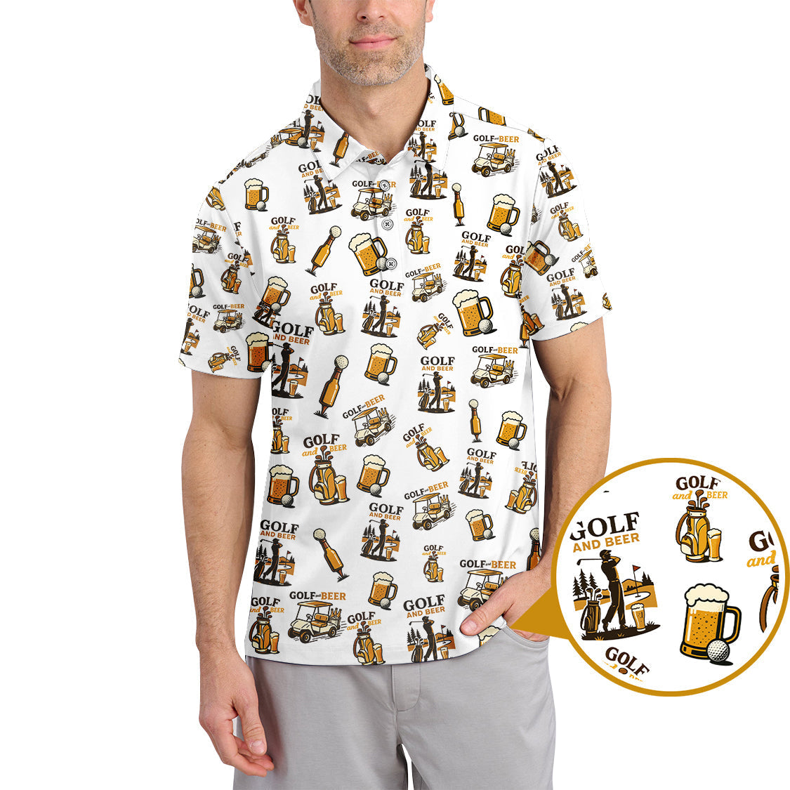 Pattern Golf And Beer Polos, Funny Golf Shirt, Crazy Golf Shirts For Men's
