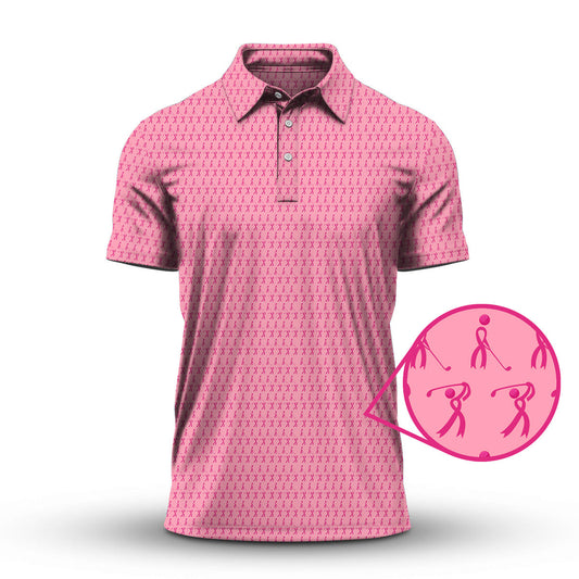 Pattern Golf Shirt, Breast Cancer Golf Shirt For Golfer, Crazy Golf Shirt For Men