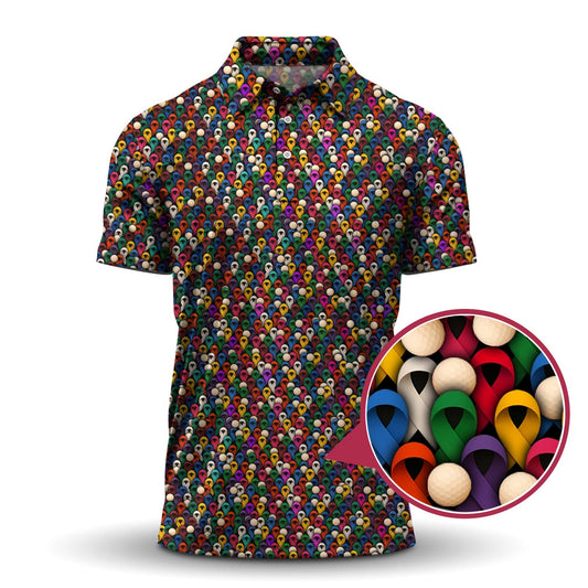 Cancer Survivor Shirt, Cancer Awareness Polos, Pattern Golf Shirt For Golfer