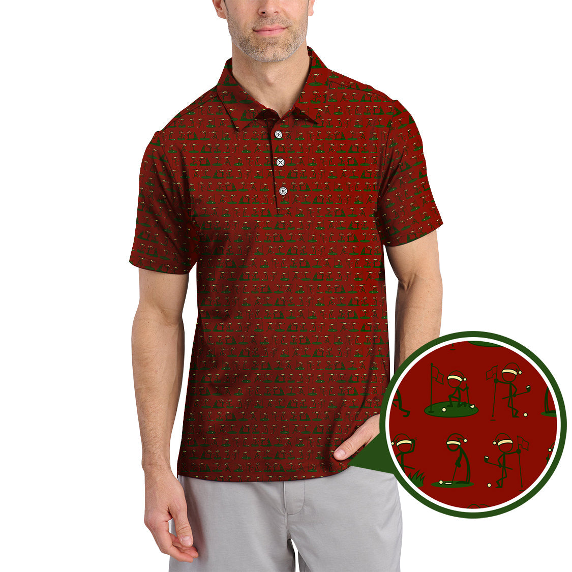 Christmas Golf Shirt, Funny Pattern Golf Shirt, Xmas Golf Shirt For Golfer