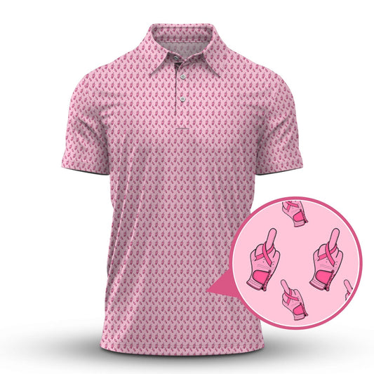 Funny Pattern Golf Shirt, Pink Golf Shirt For Women, Breast Cancer Golf Shirt For Golfer