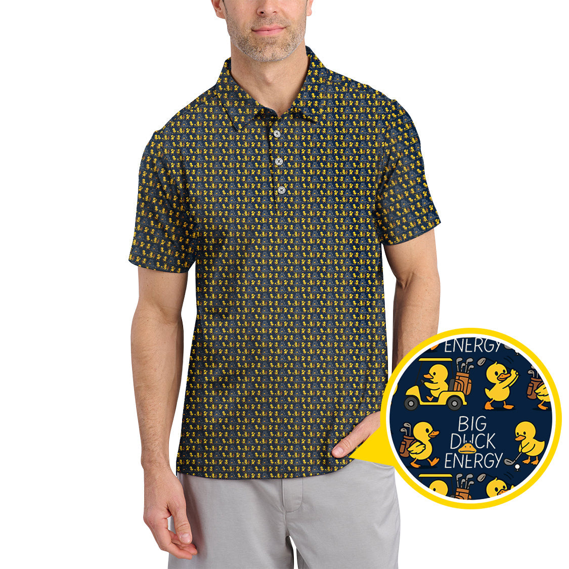 Big Duck Energy Pattern Golf Shirt For Golfer, Duck Golf Shirt, Funny Golf Shirt For Men