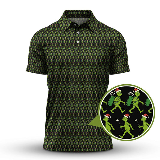 Grinch Golf Shirt For Men, Funny Pattern Golf Shirt, Crazy Golf Shirt For Golfer