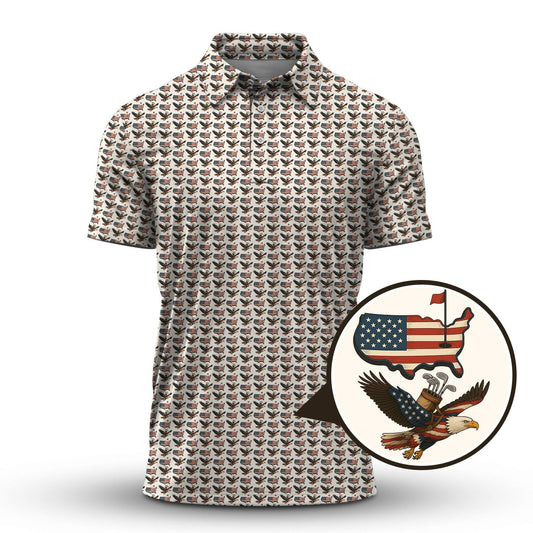 American golf shirt, USA Golf Shirts For Golfer, Pattern Golf Shirt, Men Golf Gift