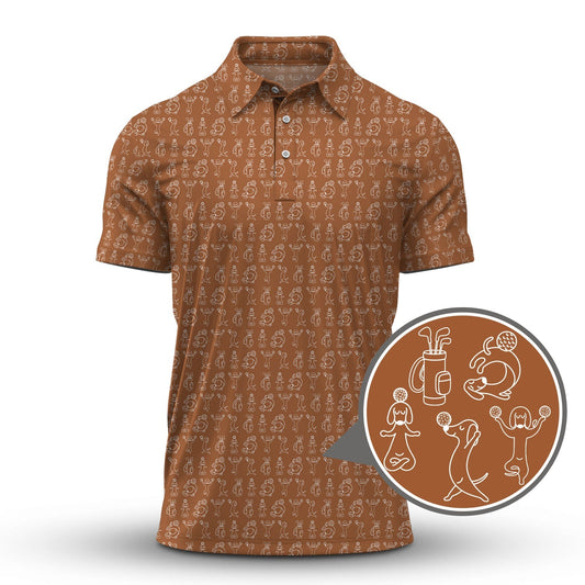Pattern Golf Shirt, Dachshund Pattern Golf Shirt, Funny Dog Golf Polos For Pet Lovers