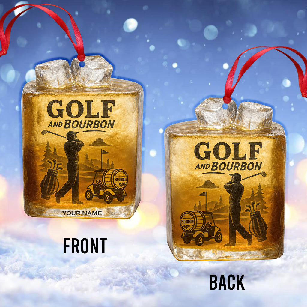 Golf And Bourbon Ornament, Golf Ornament Christmas Gift, Golf Decor For Golfer