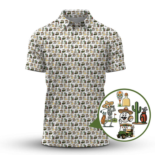 Pattern Golf Shirt, Mexican Golf Shirt For Golfer, Funny Golf Shirt For Men