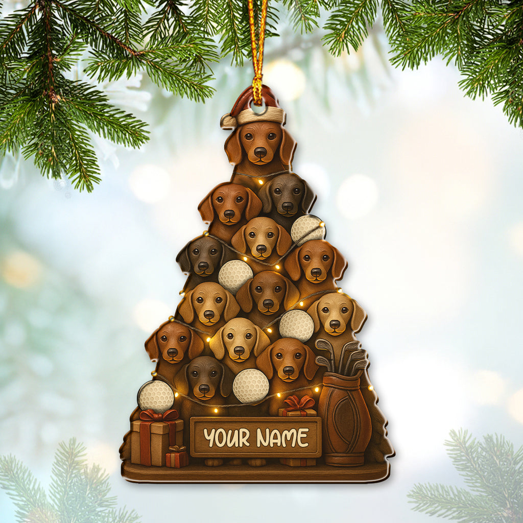 Personalized Dachshund Golf Ornament, Christmas With Dog Ornament, Cute Golf Ornament For Dog Lovers