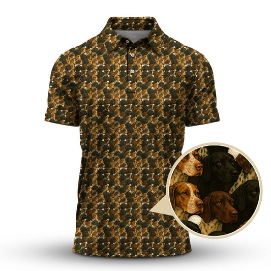 Pointer Golf Polos , Pattern Golf Shirt For Dog Lover, Dog Golf Shirt, Crazy Golf Shirt For Golfers