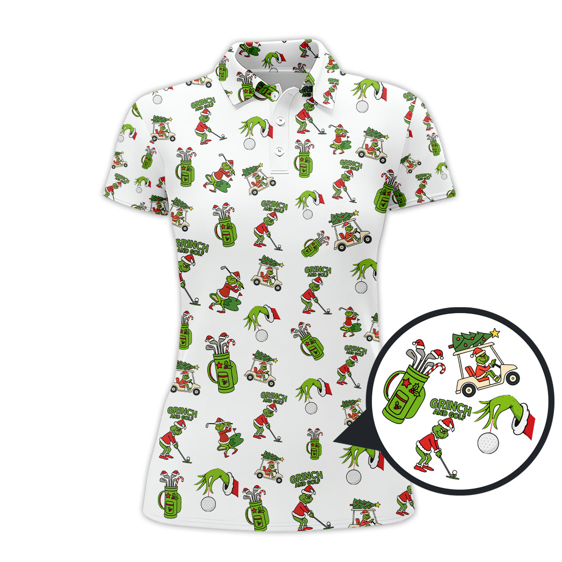 Funny Grinch Golf Shirt For Christmas Golf Lovers, Pattern Golf Shirt For Men, Crazy Golf Shirt For Golfer
