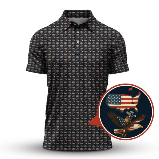 Pattern Golf Shirt For Men - America Golf Shirt For Golfers - Crazy Golf Shirt