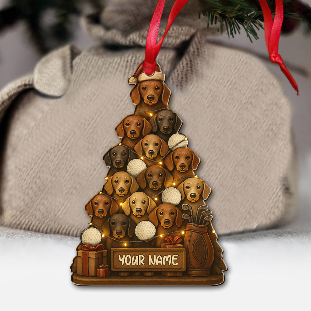 Personalized Dachshund Golf Ornament, Christmas With Dog Ornament, Cute Golf Ornament For Dog Lovers